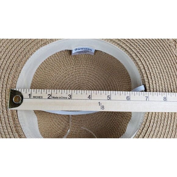 Bienvenu Natural Straw Hat Wide Brim Tan Beach Outdoor Vacation Summer Pool - Picture 4 of 8